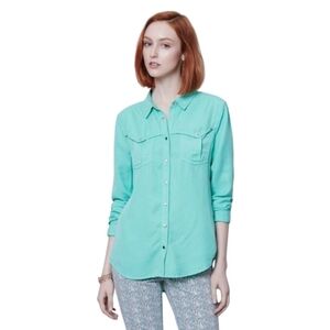 Holding Horses Anthropologie Green Larita Western Button-Up Shirt Size 6